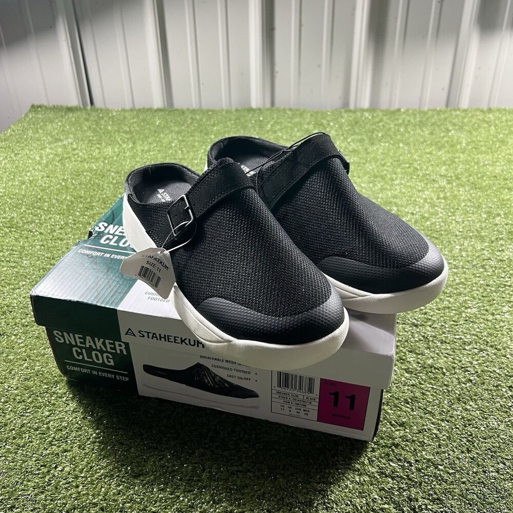 STAHEEKUM Women's Size 11 Black Sneaker Clog Slip On Shoes NWT Box